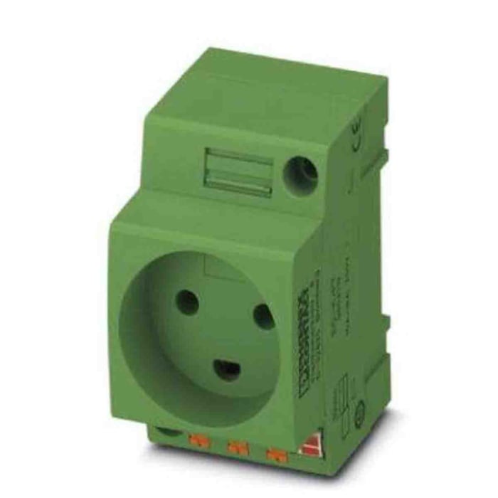 Phoenix Contact Denmark Mains Socket Green, 16A, DIN Rail Polyamide, 250 V, Push-in