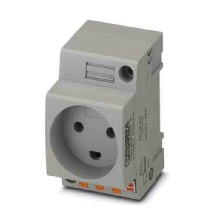 Phoenix Contact Denmark Mains Socket Grey, 16A, DIN Rail Polyamide, 250 V, Push-in