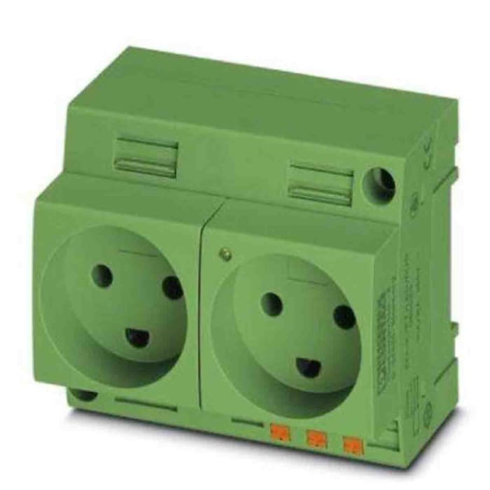 Phoenix Contact Denmark Mains Socket Green, 16A, DIN Rail Polyamide, 250 V, Push-in
