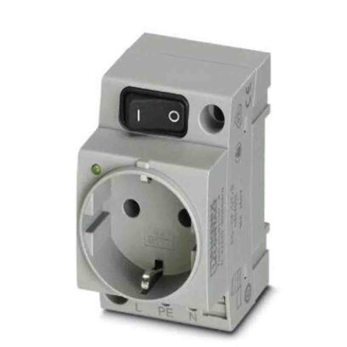 Phoenix Contact Germany Mains Socket Grey, 16A, DIN Rail Polyamide, 250 V, Screw