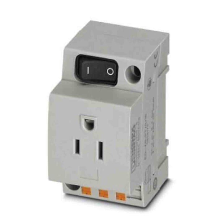 Phoenix Contact USA Mains Socket Grey, 15A, DIN Rail Polyamide, 125 V, Push-in
