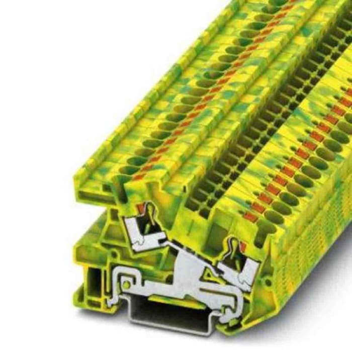 Phoenix Contact 2-Way Non-Fuse DIN Rail Terminal, 0.2 to 6mm², 24 → 10 AWG Wire, Push In