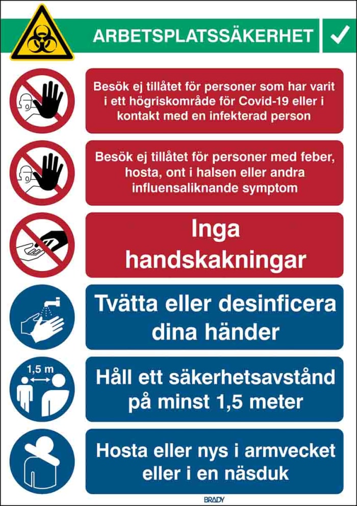 Safety Wall Chart, Polypropylene B-7527, Swedish, 371 mm, 262mm