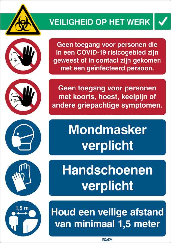 Safety Wall Chart, Polypropylene B-7527 371 mm, 262mm