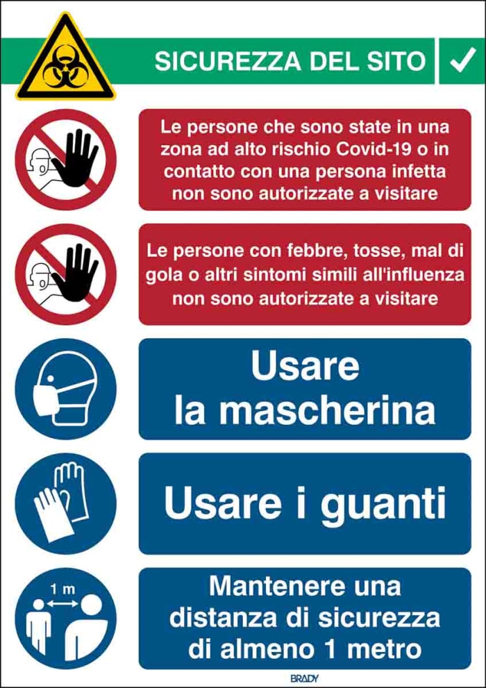 Safety Wall Chart, Polypropylene B-7527, Italian, 371 mm, 262mm