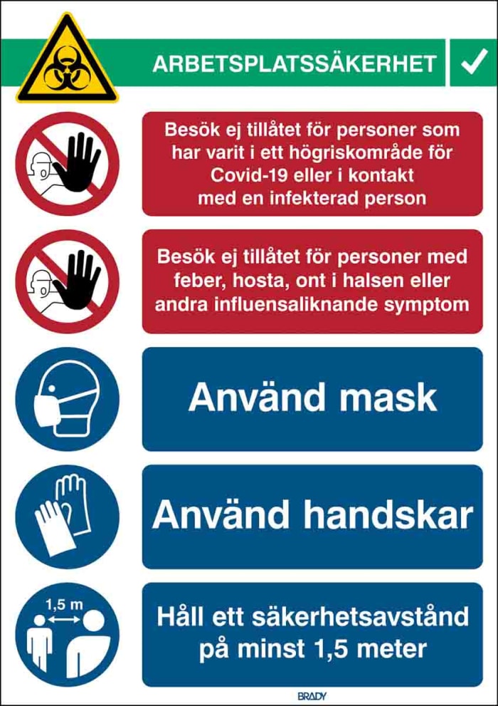 Safety Wall Chart, Polypropylene B-7527, Swedish, 371 mm, 262mm