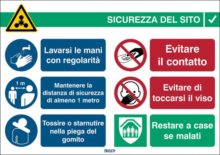Safety Wall Chart, Polypropylene B-7527, Italian, 262 mm, 371mm