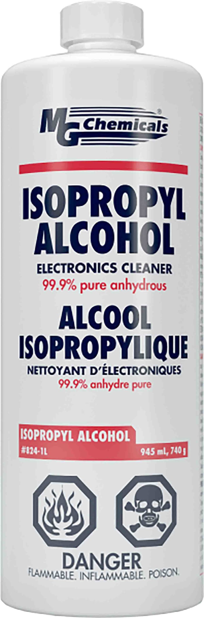  MG Chemicals 824 limpiador de alcohol isopropílico 99,9%, 945  ml (1 cuarto de galón)., Transparente, 1 : Industrial y Científico
