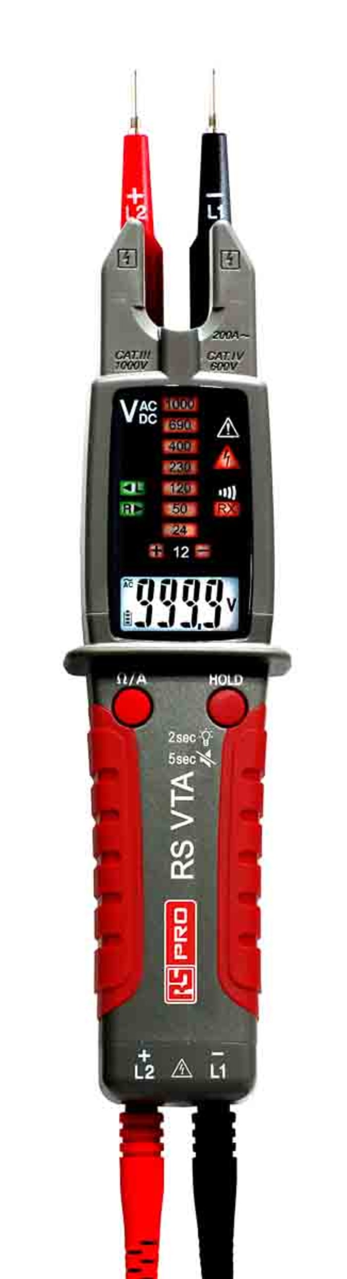 RS PRO APPA VTA, Digital Voltage tester, 999.9V ac/dc, Continuity Check, Battery Powered, CAT IV