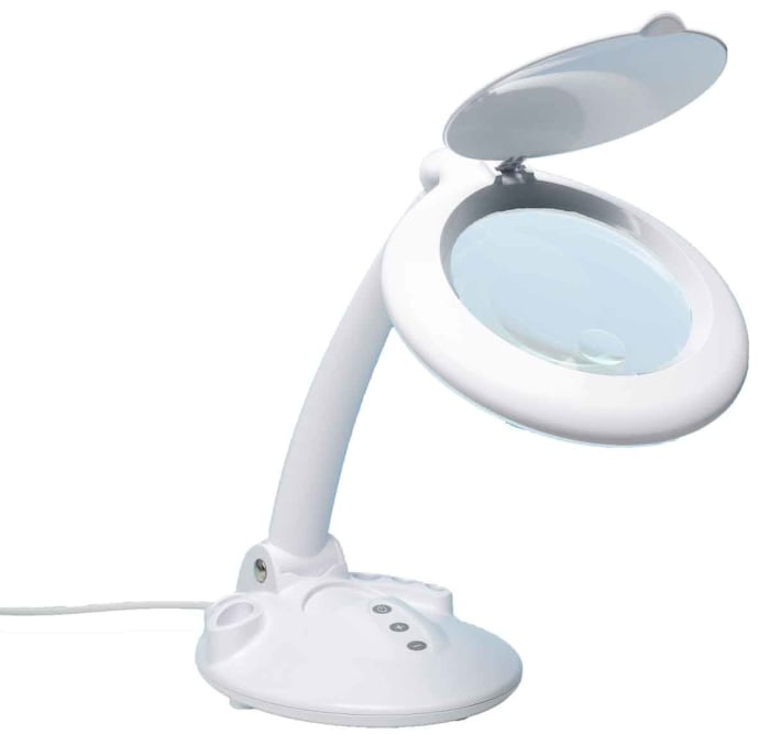 RS PRO LED Magnifying Lamp with Table Lamp 3 dpt 12 dpt 125mm Lens