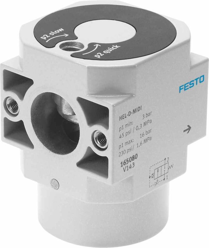Festo Manual 2/2 Closed, Monostable Pneumatic Manual Control Valve HEL Series, G 3/8, 3/8in, 170690