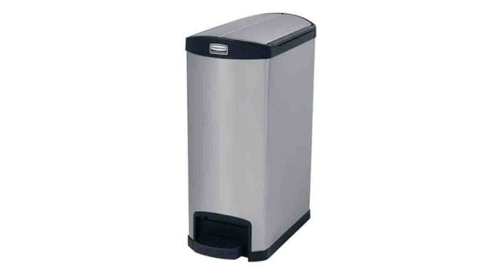 Rubbermaid Commercial Products Slim Jim 50L Black Pedal Galvanised Steel Waste Bin