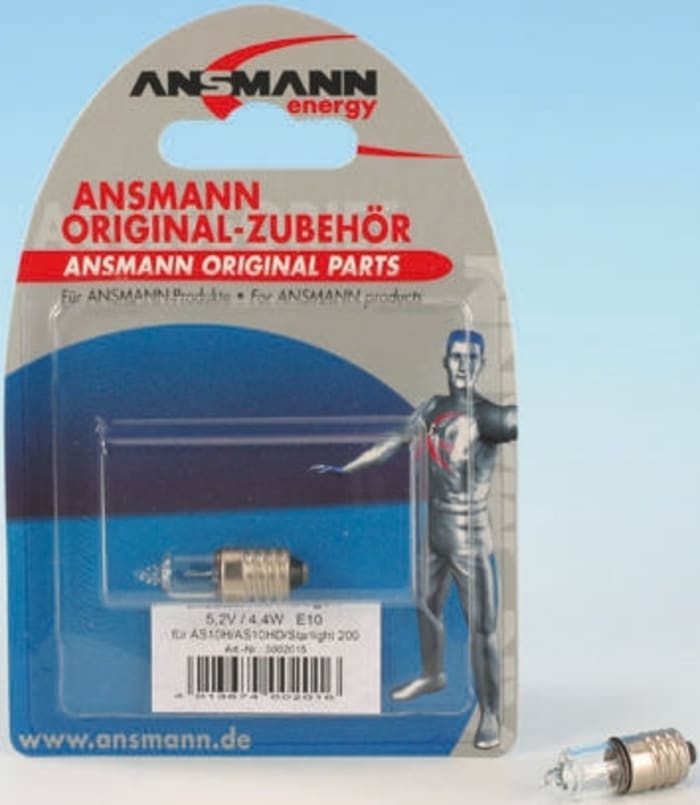 ANSMANN 4.4 W Halogen Replacement Torch Bulb, E10/13, 5.2 V, 850 mA