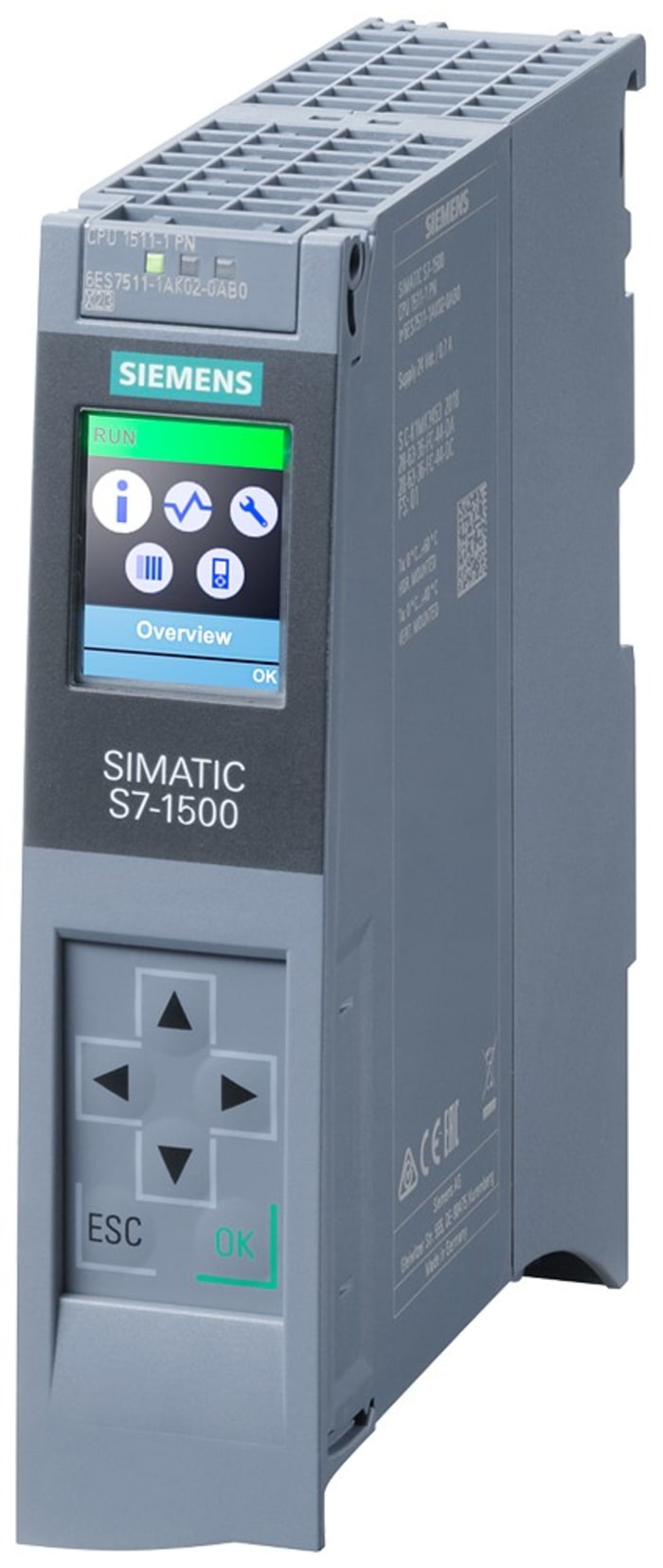 Siemens SIMATIC S7-1500 Series PLC CPU for Use with SIMATIC S7-1500 Series, 24 V dc Supply, 20-Input