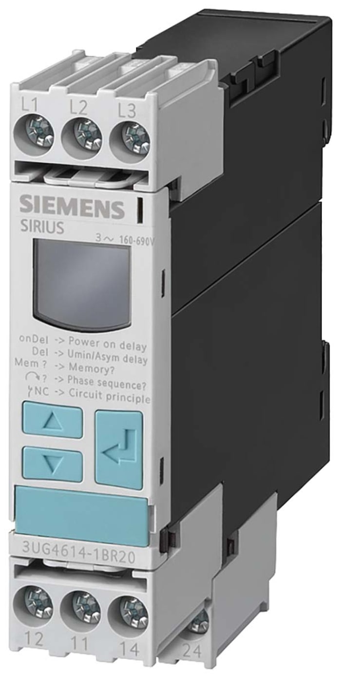 Siemens Voltage Monitoring Relay, 3 Phase, DPDT, DIN Rail