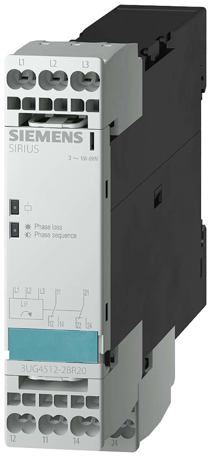 Siemens Phase Monitoring Relay, 3 Phase, DPDT, DIN Rail
