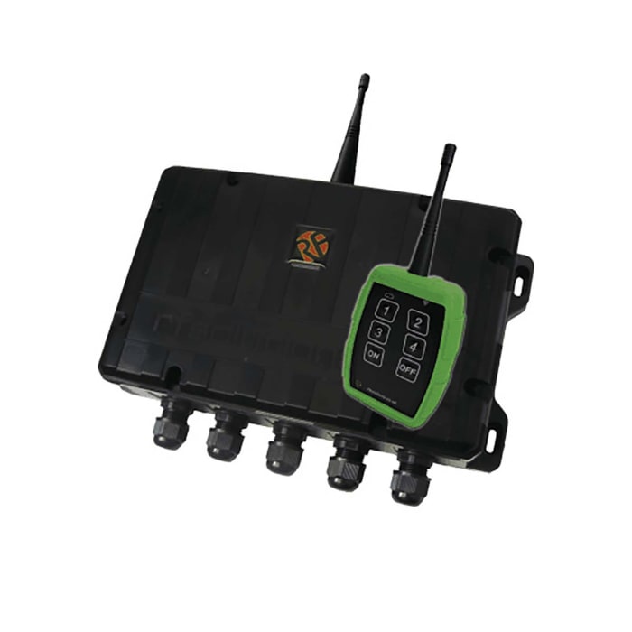 Sistema de control remoto, 4 Canales, 868MHZ, FSK, 6 Botones , Alimentación 230V ac