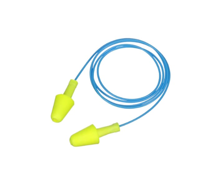 3M E.A.R Flexible Fit Series Blue, Yellow Disposable Corded Ear Plugs, 25-30dB Rated, 125 Pairs