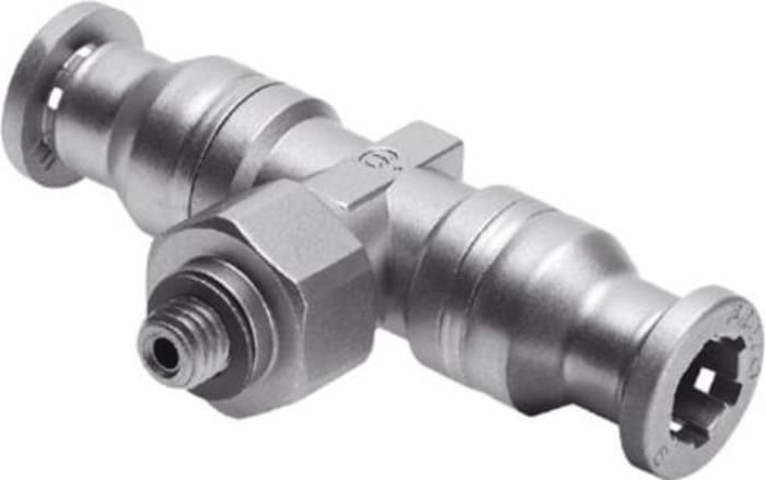 Festo Tee Threaded Adaptor, Push In 6 mm to Push In 6 mm, Threaded-to-Tube Connection Style, 164201