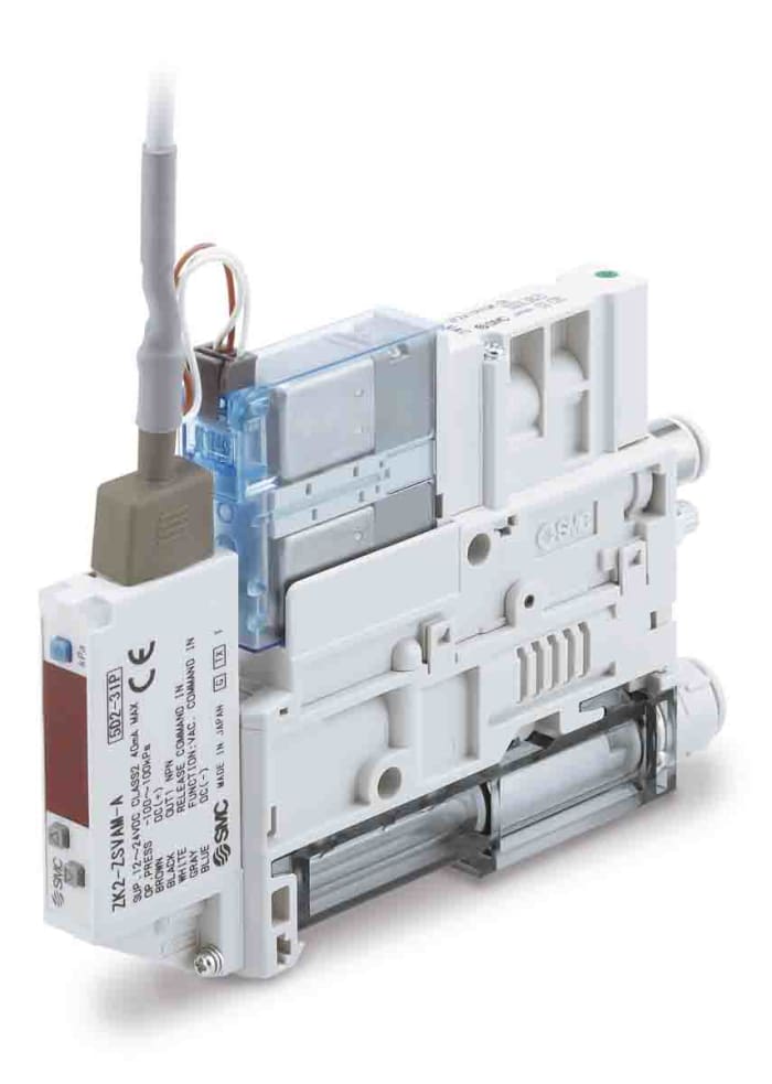 Générateur de vide SMC, buse de 12mm, -0.91bar 74L/min.