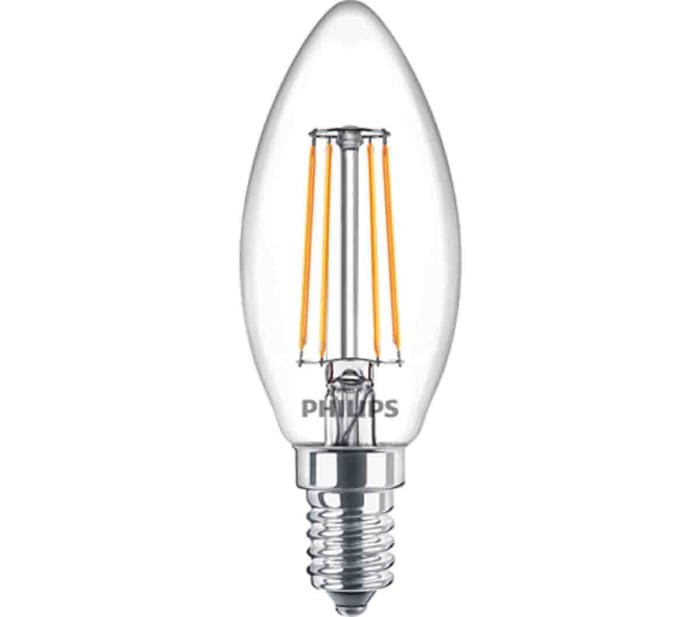 929001889702 Philips Lighting | Philips Classic E14 GLS LED Bulb 4.3-40 W(40W), 2700K, Warm White, B35 shape | 204-4225 RS Components