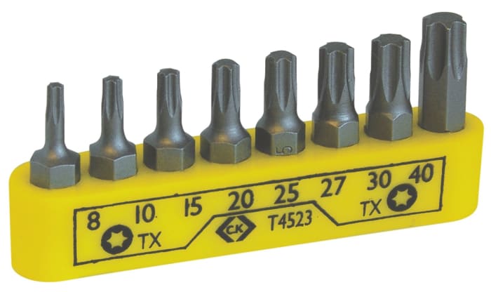 Embout de visseuse Torx CK, tête Torx de 8 pièces , T8 → T40 x 25 mm Alliage d'acier