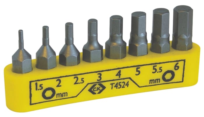 Embout six pans CK, tête Hexagonal de 8 pièces , 1,5 → 6 mm Alliage d'acier
