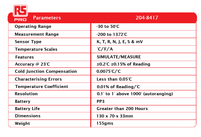 Mm30 Rs Pro Rs Pro E J K N R S T Input Wired Digital Thermometer For Hvac Industrial Use 4 8417 Rs Components