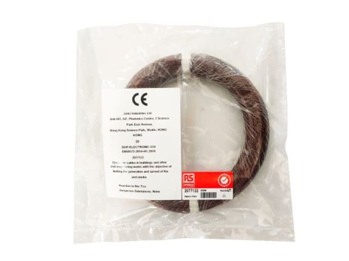 RS PRO Brown 0.05mm² Hook Up Wire, 30 AWG, 1/0.25 mm, 50m, ETFE Insulation