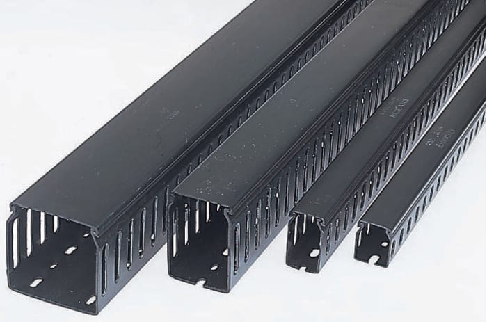 Betaduct Black Slotted Panel Trunking - Closed Slot, W50 mm x D50mm, L2m, Noryl
