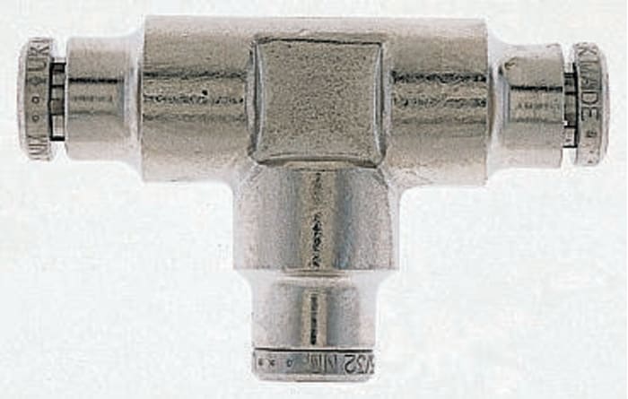 Norgren PNEUFIT Series Tee Tube-to-Tube Adaptor Push In 4 mm, Push In 4 mm to Push In 4 mm, Tube-to-Tube Connection