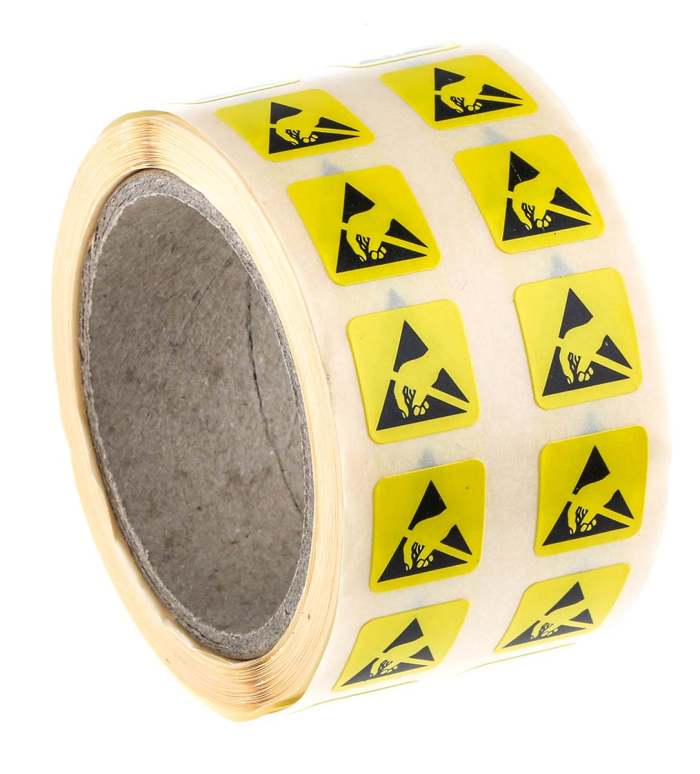 RS PRO Yellow Paper ESD Label 12 mm x 12mm