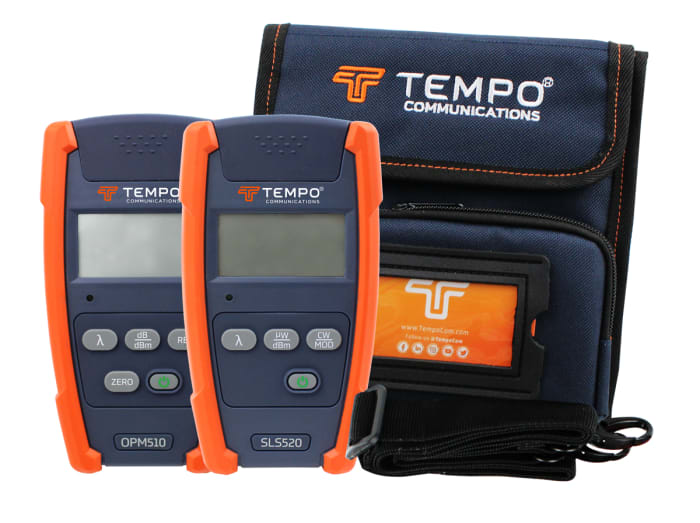 Kit de prueba para fibra óptica Tempo OPM510, SLS520, Monomodo y multimodo, 850 nm, 1300 nm, 1310 nm, 1490 nm, 1550 nm,