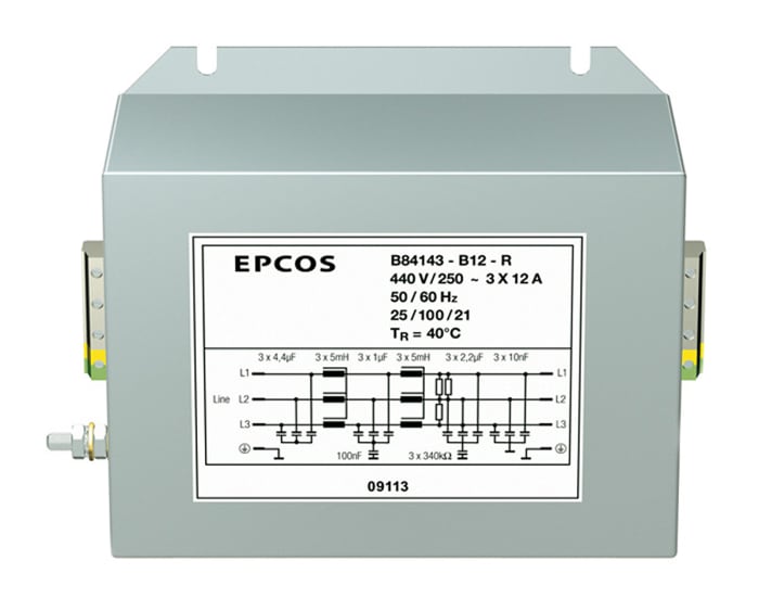 EPCOS, B84143B*R000 25A 440 V ac 50 → 60Hz, Screw Mount RFI Filter, Terminal Block 3 Phase