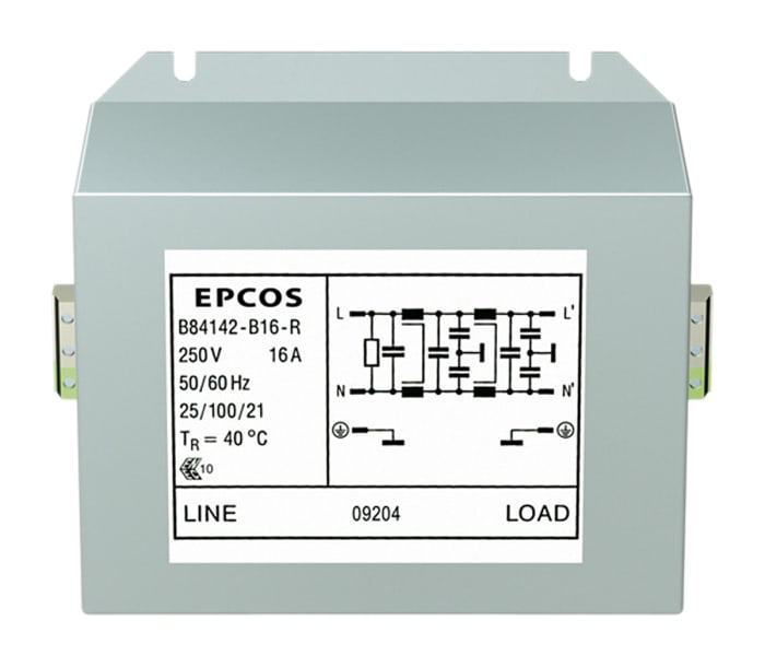 EPCOS, B84142B*R000 25A 250 V ac/dc 60Hz, Screw Mount EMC Filter, Terminal Block, Single Phase