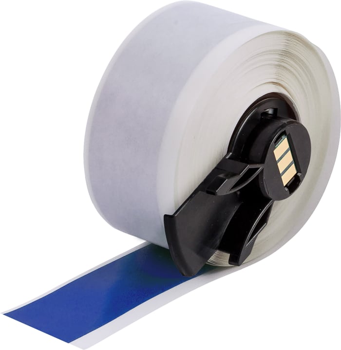 Brady B-595 Vinyl White Blue Print Label Roll, 25.40mm Width, 1 Qty