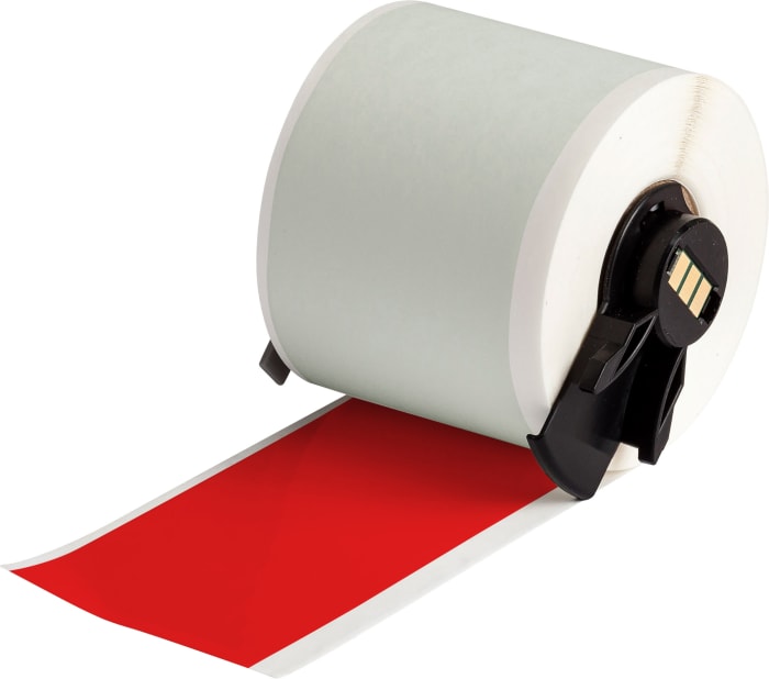 Brady B-595 Vinyl White Red Print Label Roll, 50.80mm Width, 1 Qty