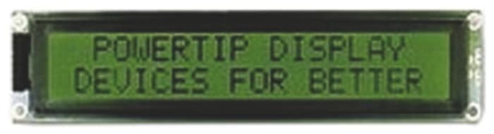 Powertip PC2002LRS-B Alphanumeric LCD Display, 2 Rows by 20 Characters, Transflective