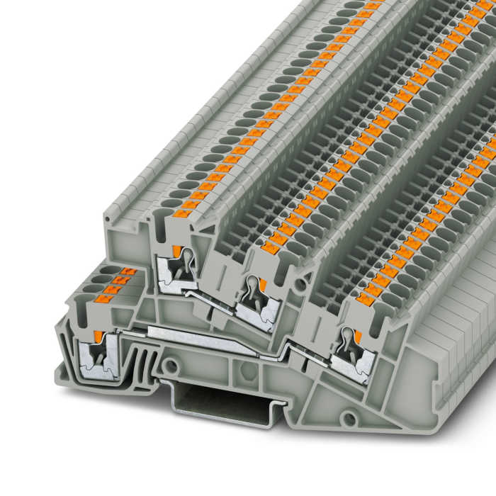 Phoenix Contact PTI Series PTI 2,5-L/L Non-Fused Terminal Block, 4-Way, 24A, 26 → 12 AWG Wire, Push In