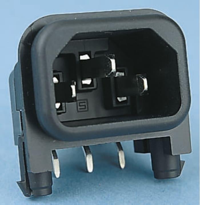 Schurter C14 Right Angle Panel Mount IEC Connector Male, 10A, 250 V