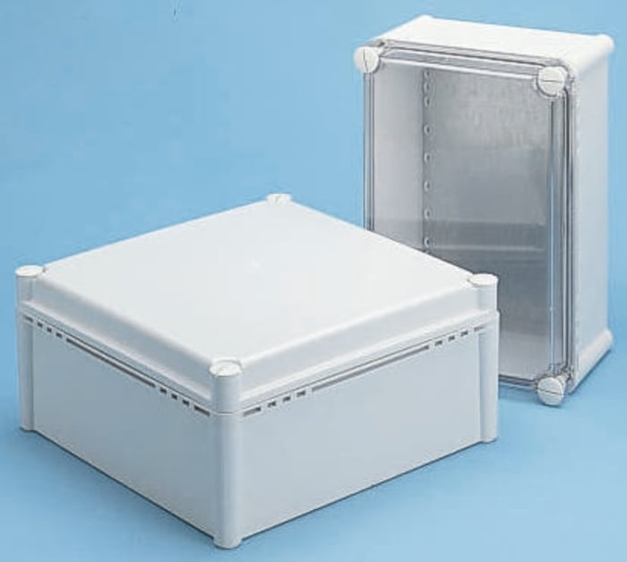 Fibox FEX Series Grey Polycarbonate Enclosure, IP54, Transparent Lid, 278 x 278 x 180mm