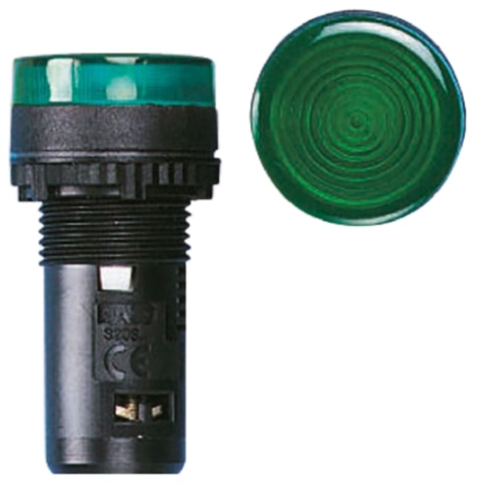BACO Green Incandescent Pilot Light, 22mm Cutout