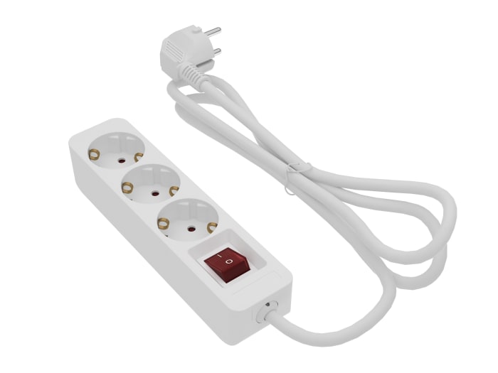 Prise RS PRO 1.5m, 3 prise Schuko, 250 V, 16A, IP20