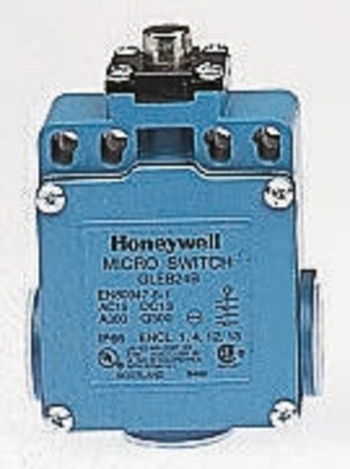 Honeywell GLE Series Plunger Limit Switch, 2NO/2NC, IP67, DPDT, Die Cast Zinc Housing, 300V ac Max, 6A Max