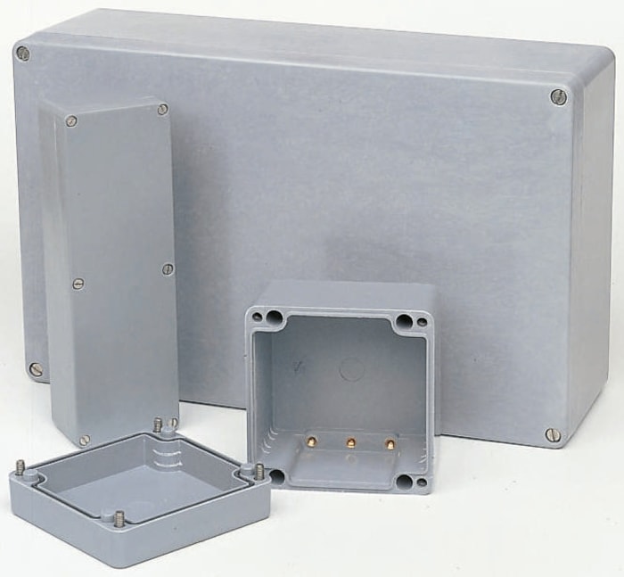 Grey IP67 sealed GRP case,122x120x90mm