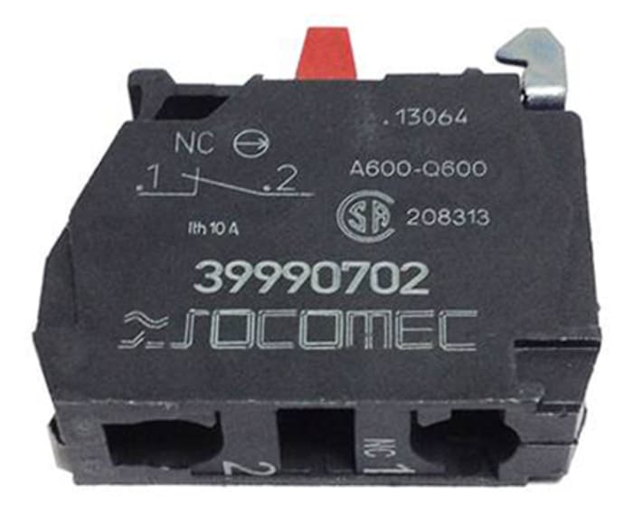39990702 Socomec | Socomec Auxiliary Contact Block - 1NC, 1 Contact, 2.