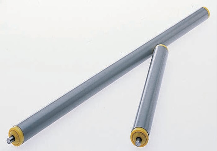 Interroll PVC Round Conveyor Roller Spring Loaded 20mm Dia. x 350mm L, Stainless Steel, 6mm Spindle, 367mm Overall
