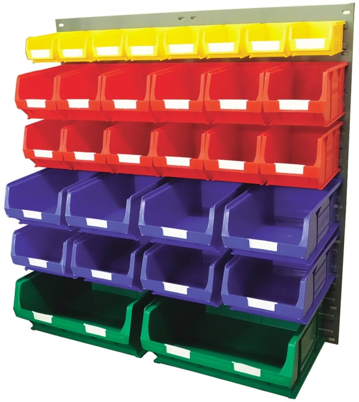 RS PRO PP Louvre Panel Storage Unit x 914mm x 946mm, Blue, Green, Red, Yellow