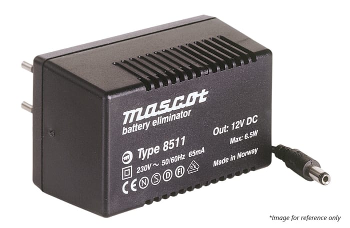 Adaptador AC/DC Mascot 230V ac, 9V dc, 1 salida, Adaptador ac/dc, 666mA, 6W, Tipo G