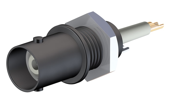 Conector coaxial Staubli 67.9764-21, Hembra, Recto, Montaje en Panel, Terminación de Soldador, Sí